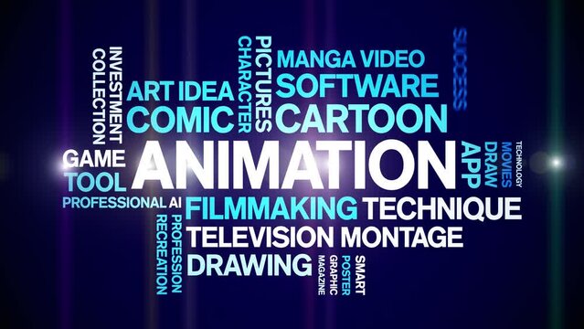 Animation animated word cloud;text design animation tag kinetic typography seamless loop.