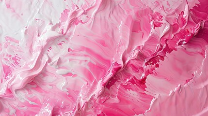 Flowing Streams of Vibrant Pink and White Paint Creating a Dynamic and Mesmerizing Abstract Background	
