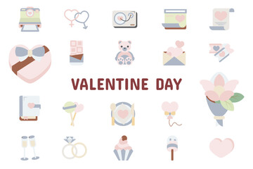 Valentine Day Flat Vector Illustration Icon Sticker Set Design Materials