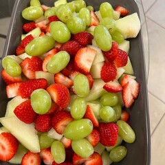 fruit salad ,grapes and strawberries