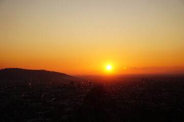 sunset over the city view in Freiburg im Breisgau, Germany