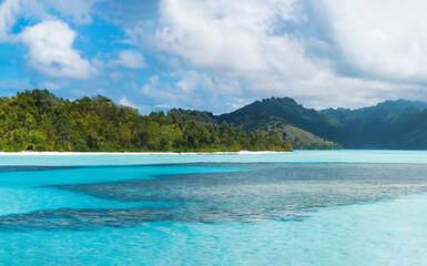 Fototapeta na wymiar Beautiful tropical beach at Seychelles islands - nature background