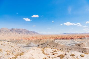 The vast uninhabited land on the national highway from Xinjiang, China to Qinghai