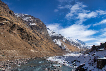 snow covered mountains