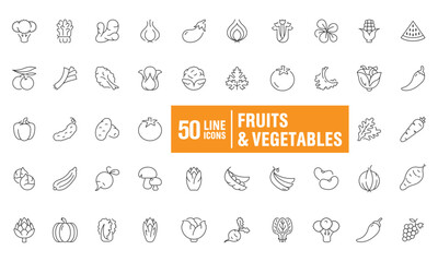Fruits & Vegetables Line Icons