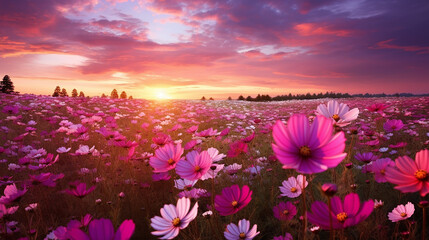 Beautiful cosmos flower field.