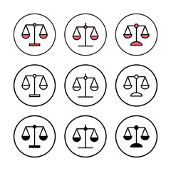 Scales icon vector illustration. Law scale icon. Justice sign and symbol