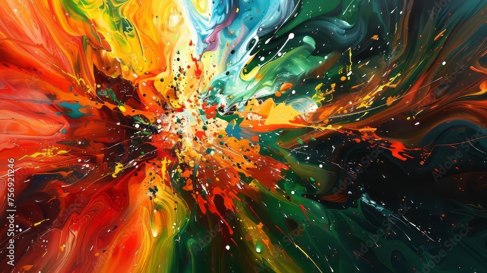 Aufkleber energetic explosion of vibrant colors creating a mesmerizing abstract background
