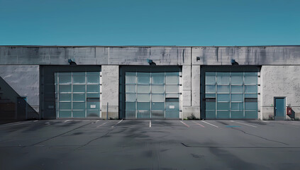 Fototapeta na wymiar industrial warehouses in the parking lot