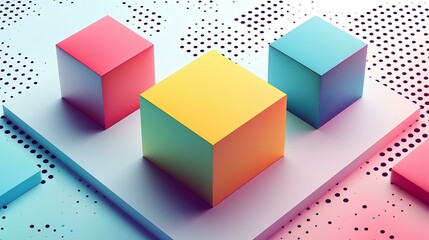 Colorful Abstract geometric background with blocks, cubes, lines, rectangles and other elements. Vector illustration - obrazy, fototapety, plakaty