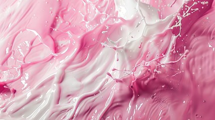 Dynamic Paint Splashes and Streaks Dance Across a Pink and White Canvas
