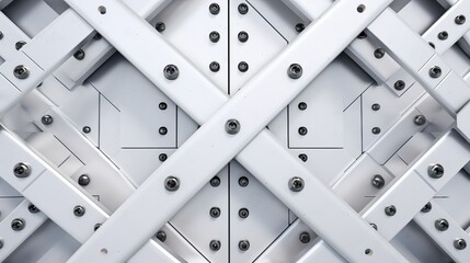 Backdrop featuring a bolted steel structure, showcasing the arrangement and configuration of steel bolts within the structural framework.
 - obrazy, fototapety, plakaty