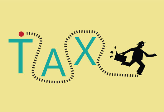 tax concept: man running from tax clip art preview