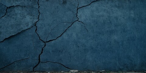 Obraz premium Black dark navy blue texture background for design. Toned rough concrete surface. A painted old building wall with cracks. Close-up. Distressed, broken, crushed, collapsed