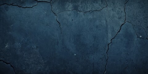 Black dark navy blue texture background for design. Toned rough concrete surface. A painted old building wall with cracks. Close-up. Distressed, broken, crushed, collapsed