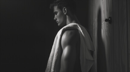 Fototapeta na wymiar Young Man with Towel