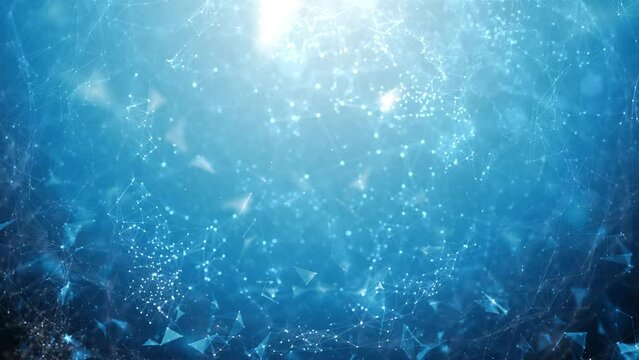 Digital technology network glowing lines and dots loop animation.