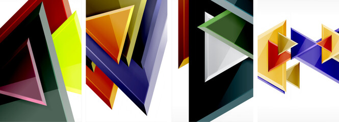 Triangle composition poster background set for wallpaper, business card, cover, poster, banner, brochure, header, website