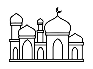 Islamic Mosque Line Art Illustration
