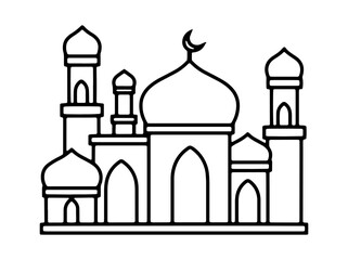 Islamic Mosque Line Art Illustration