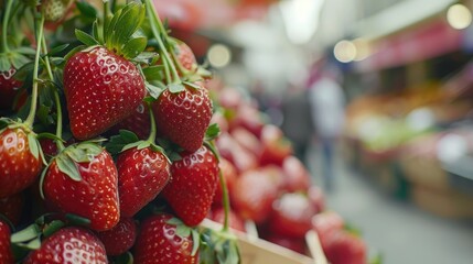 Organic strawberries on the market - Powered by Adobe