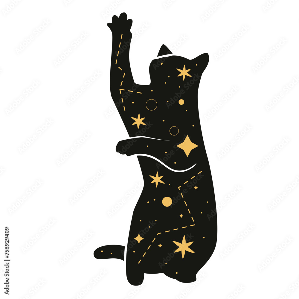 Wall mural flat cat mystical vector