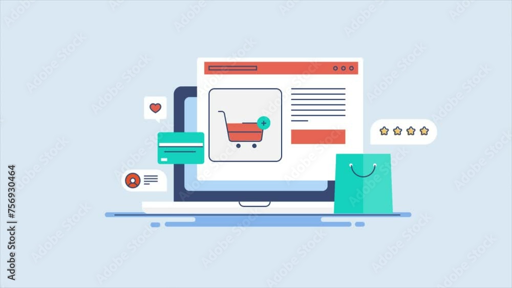Poster online shopping ecommerce website add to cart order checkout process digital payment gateway shoppin