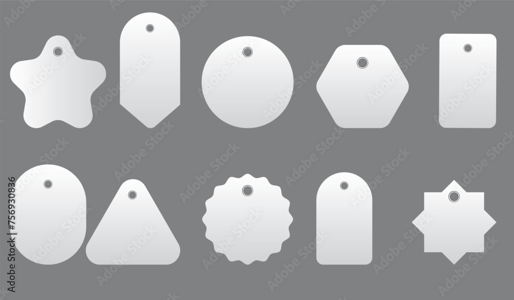 Aufkleber set of blank price tags or sales tags in different shapes. black set of label and gift tags design. 