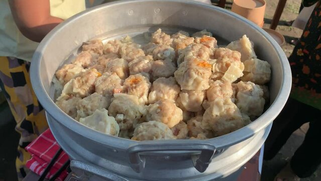 Dimsum. Chinese meal made from chicken, fish, or shrimp meat covered with dimsum skin