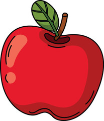 illustration of red apple outline white on background vector