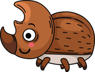 illustration of beetle insect cartoon outline white on background vector