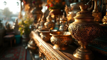 Ramadan lamp and dates still life
