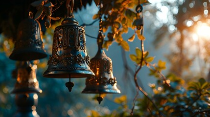 A Pair of Bells Hanging from a Tree