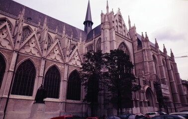 Medieval Roman Catholic Cathedral of St. Michael and St. Gudula of  in central Brussels, Belgium during 1990s