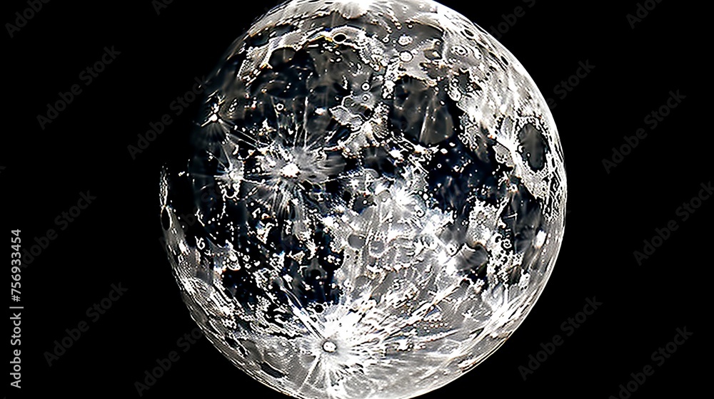 Poster full moon phase, representing the lunar cycle when the moon is fully illuminated as viewed from eart