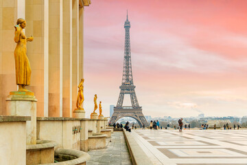 Paris Eiffel Tower and Champ de Mars in Paris - 756933421