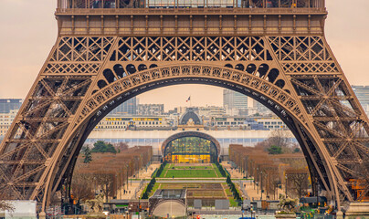 Paris Eiffel Tower and Champ de Mars in Paris - 756933423