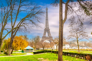 Paris Eiffel Tower and Champ de Mars in Paris - 756933424