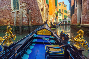 Venice cityscape and canal with gondola ride - 756933450
