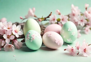 Obraz na płótnie Canvas easter eggs and flowers