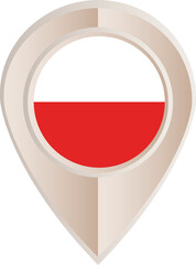 Poland flag, location pin, location pointer