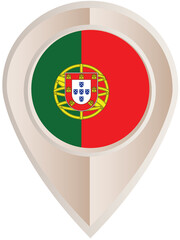 Portugal flag, location pin, location pointer