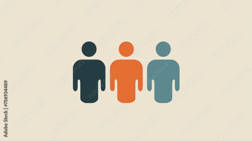 Poster simple people icon with minimalistic design and neutral color palette.