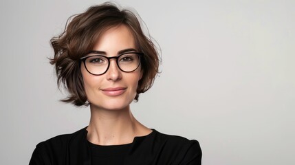 Fototapeta premium Successful Business Woman Isolated on White with Eyeglasses