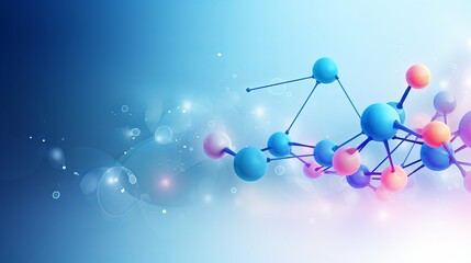 Abstract background blending science and medicine, featuring 3D molecules and trendy gradient elements, offering a high biotechnology design template in vector format.