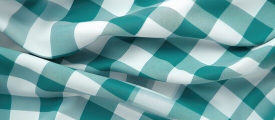 Teal coastal beach house check fabric pattern. Seamless sailor flannel gingham repeat design.