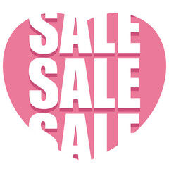SALE tag button in heart for online shopping, marketing, promotion, sticker, banner, special price, discount, business, social media post, print, ad, template, frame, symbol, campaign, web, mobile