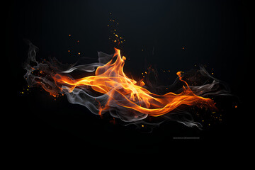 Fire on black background. Big flame. Abstract illustration