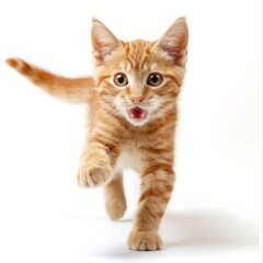 orange cat walking, concept cute pet