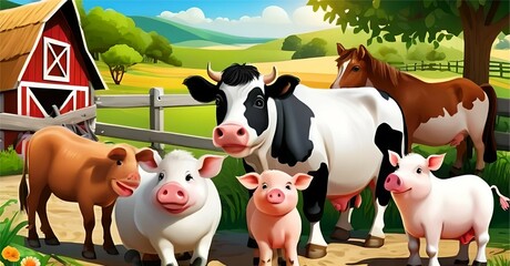 farm animals sticker - Generated AI